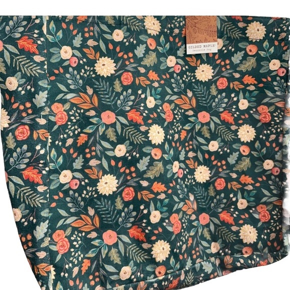 Floral Tote Bag with Orange Handles - Picture 5 of 15